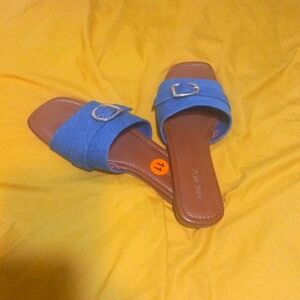 Denim Nine West Slides